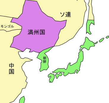 満州国の位置の地図