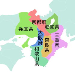 近畿地方7府県の地図(人口クイズイラスト)