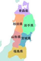東北地方6県の地図(人口クイズイラスト)