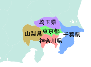 東京都の位置図(隣接都道府県の地図)