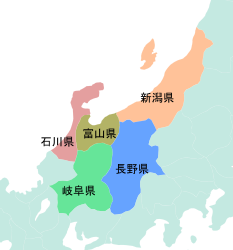 富山県の位置図(隣接都道府県の地図)