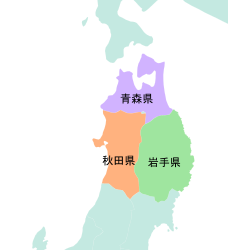青森県の位置図(隣接都道府県の地図)