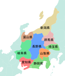 長野県の位置図(隣接都道府県の地図)