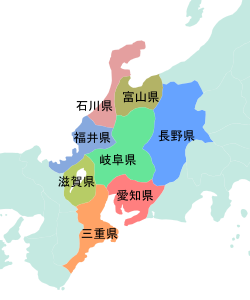 岐阜県の位置図(隣接都道府県の地図)
