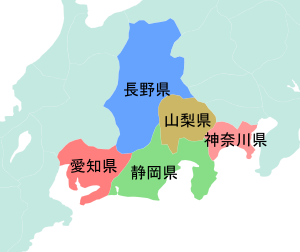 静岡県の位置図(隣接都道府県の地図)