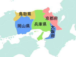 兵庫県の位置図(隣接都道府県の地図)