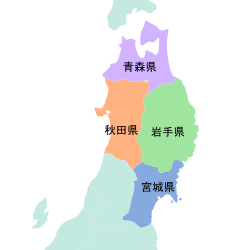 岩手県の位置図(隣接都道府県の地図)
