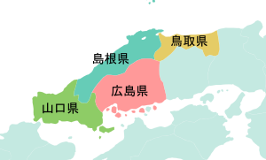 島根県位置図（隣接都道府県の地図）