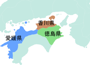 香川県の地図（隣接都道府県クイズ位置図）