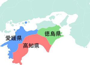 高知県の位置図(隣接都道府県地図)