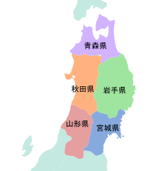 秋田県の位置図(隣接都道府県の地図)